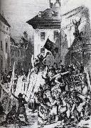 i wien utbrot under revolutionsaret 1848 gatustrider i vilka studenterna tog en mycket aktiv del. unknow artist